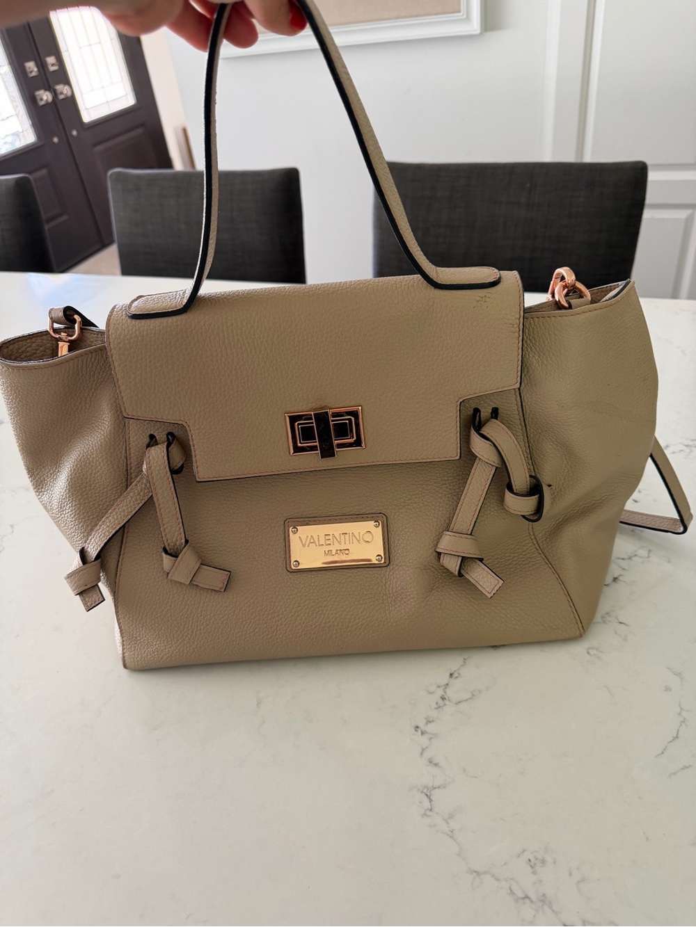 Valentino Beige Leather Top-Handle Handbag